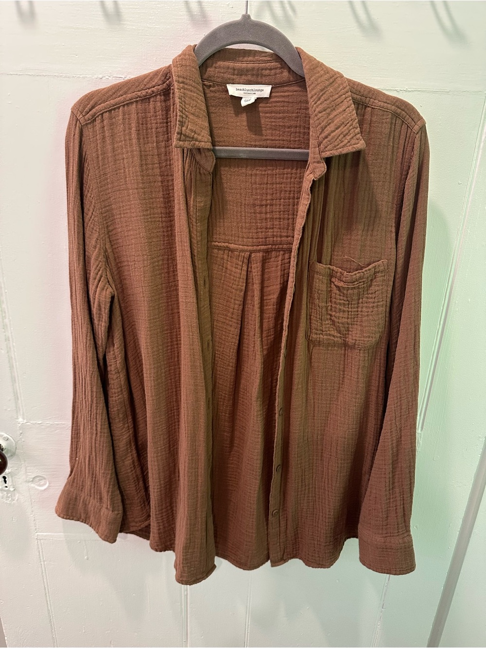 beachlunchlounge Brown Gauze Shirt Collar